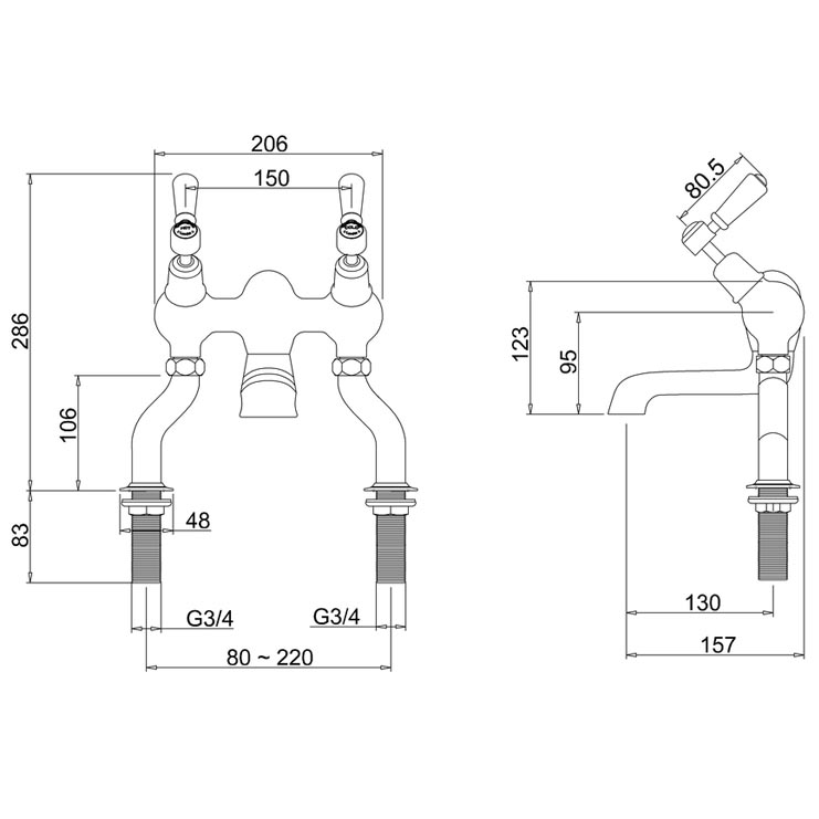 Фото Смеситель для душа и ванны - стиль Английский - Купить в Интернет-магазине
