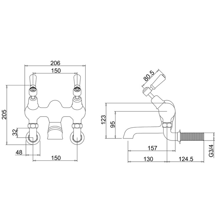 Фото Смеситель для душа и ванны - стиль Английский - Купить в Интернет-магазине