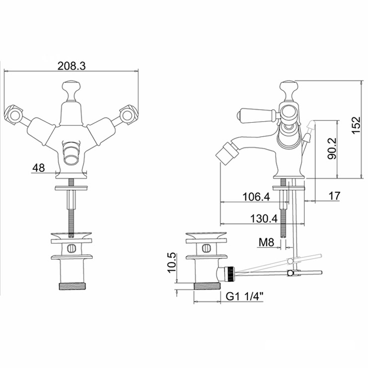 Фото Смеситель для биде - стиль Английский - Купить в Интернет-магазине Фото Смеситель для биде - стиль Английский - Купить в Интернет-магазине