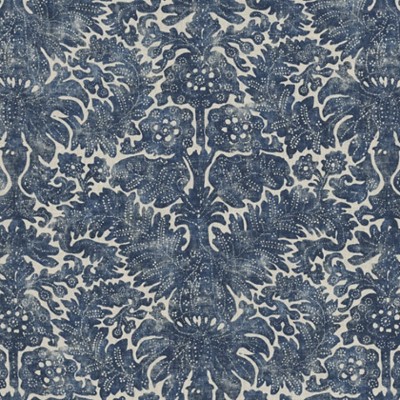 Фото Ткань портьерная с рисунком - Дамаск - стиль Американский - Синий - Купить в Интернет-магазине