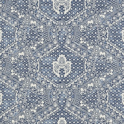 Фото Ткань портьерная с рисунком - Орнамент - стиль Американский - Синий - Купить в Интернет-магазине