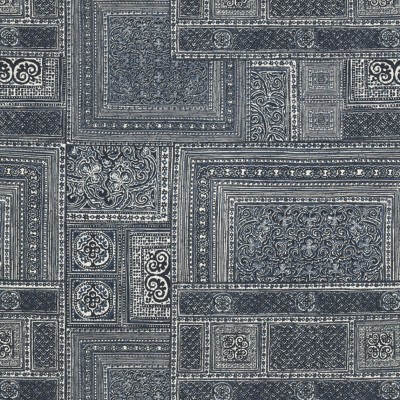 Фото Ткань портьерная с рисунком - Орнамент - стиль Американский - Синий - Купить в Интернет-магазине
