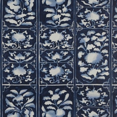 Фото Ткань портьерная с рисунком - Абстракция - стиль Американский - Синяя - Купить в Интернет-магазине