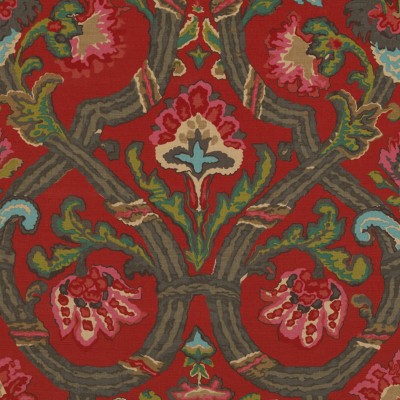 Фото Ткань портьерная с рисунком - Орнамент - стиль Американский - Красный - Купить в Интернет-магазине