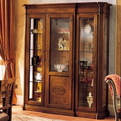 Фото Витрина широкая - стиль Европейская эклектика - Для гостиной - Со стеклянными дверями - Zilio - Turandot - Купить в Интернет-магазине