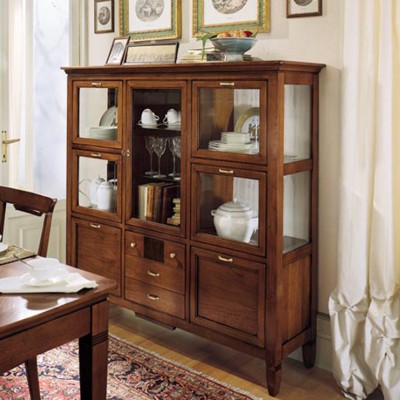 Фото Витрина широкая - стиль Европейская эклектика - Для столовой - Со стеклянными дверями - Zilio - Rigoletto - Купить в Интернет-магазине