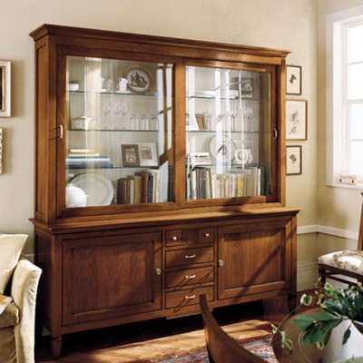 Фото Витрина широкая - стиль Европейская эклектика - Для столовой - Со стеклянными дверями - Zilio - Rigoletto - Купить в Интернет-магазине