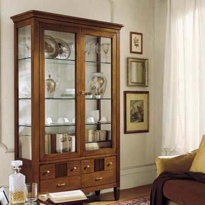 Фото Витрина широкая - стиль Европейская эклектика - Для столовой - Со стеклянными дверями - Zilio - Rigoletto - Купить в Интернет-магазине