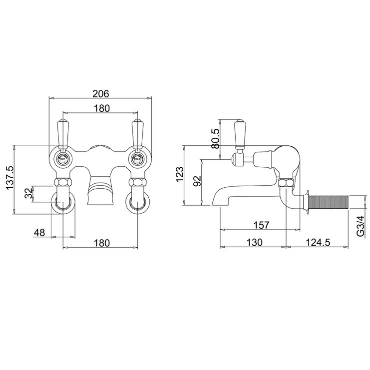 Фото Смеситель для душа и ванны - стиль Английский - Купить в Интернет-магазине