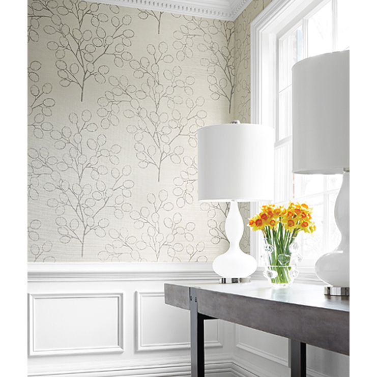 Фото Обои тканевые - Растение - стиль Американский - Серые - Купить в Интернет-магазине