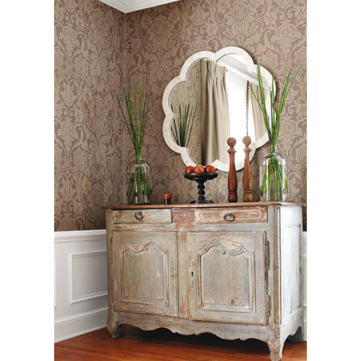 Фото Обои с рисунком - Дамаск - стиль Американский - Бежевые - Купить в Интернет-магазине