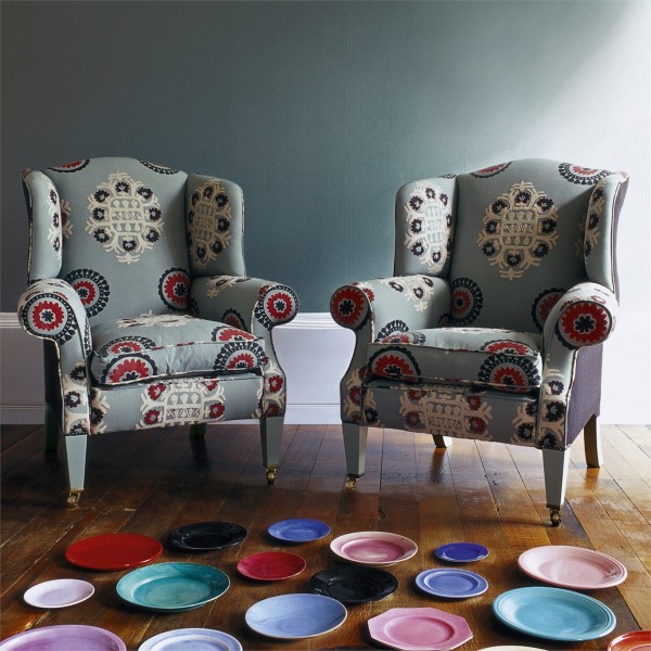 Фото Ткань портьерная с рисунком - Крупный декор - стиль Английский - Желтый - Купить в Интернет-магазине