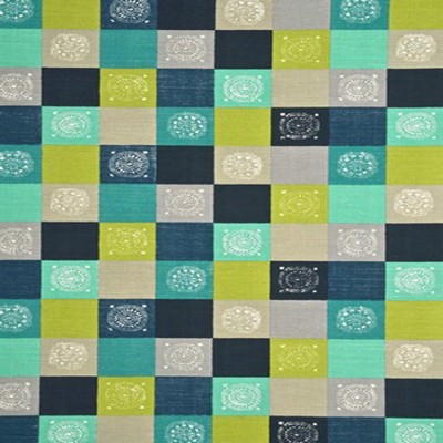 Фото Ткань портьерная с рисунком - Клетка - стиль Английский - Бирюзовая - Купить в Интернет-магазине
