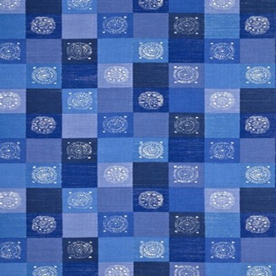 Фото Ткань портьерная с рисунком - Клетка - стиль Английский - Синяя - Купить в Интернет-магазине
