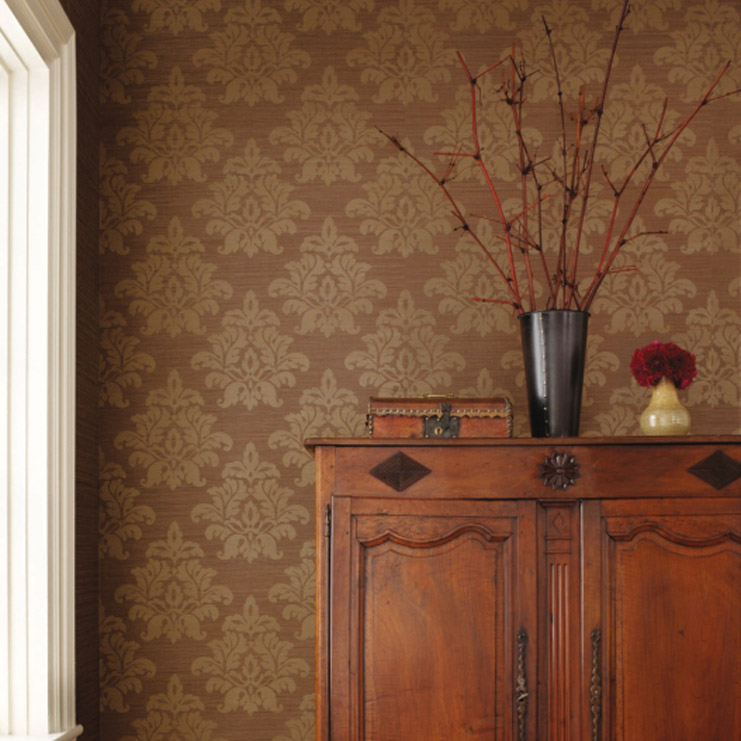 Фото Обои с рисунком - Дамаск - стиль Американский - Коричневые - Купить в Интернет-магазине Фото Обои с рисунком - Дамаск - стиль Американский - Коричневые - Купить в Интернет-магазине