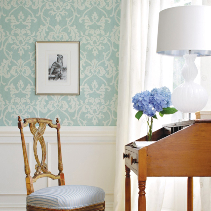 Фото Обои с рисунком - Дамаск - стиль Американский - Желтые - Купить в Интернет-магазине Фото Обои с рисунком - Дамаск - стиль Американский - Желтые - Купить в Интернет-магазине