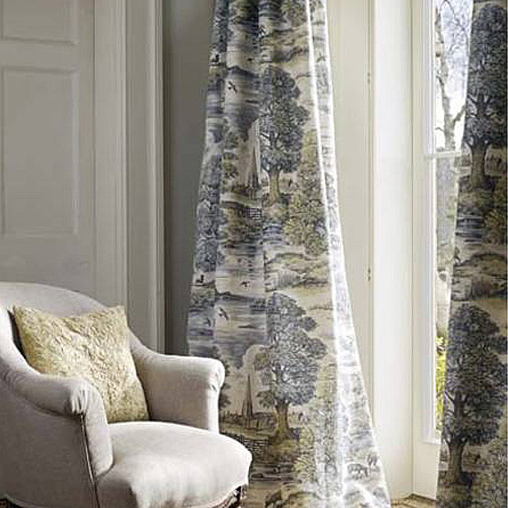 Фото Ткань портьерная с рисунком - Туаль - стиль Английский - Бежевая - Купить в Интернет-магазине