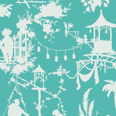 Фото Обои с рисунком - Туаль - стиль Американский - Бирюзовые - Купить в Интернет-магазине