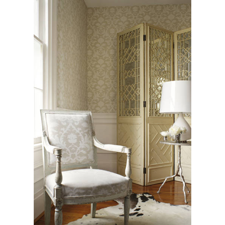 Фото Обои с рисунком - Дамаск - стиль Американский - Белые - Купить в Интернет-магазине