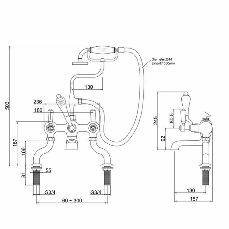 Фото Смеситель для душа и ванны - стиль Английский - Купить в Интернет-магазине