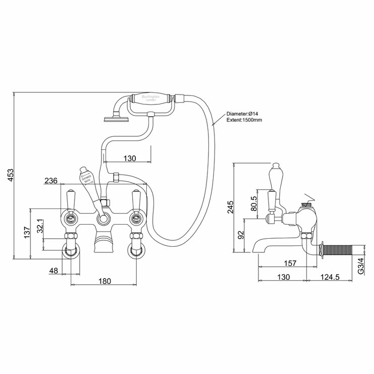 Фото Смеситель для душа и ванны - стиль Английский - Купить в Интернет-магазине