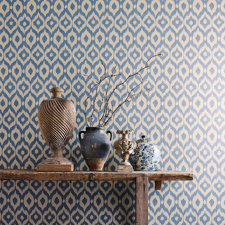 Фото Обои с рисунком - Орнамент - стиль Английская классика - Синие - Купить в Интернет-магазине