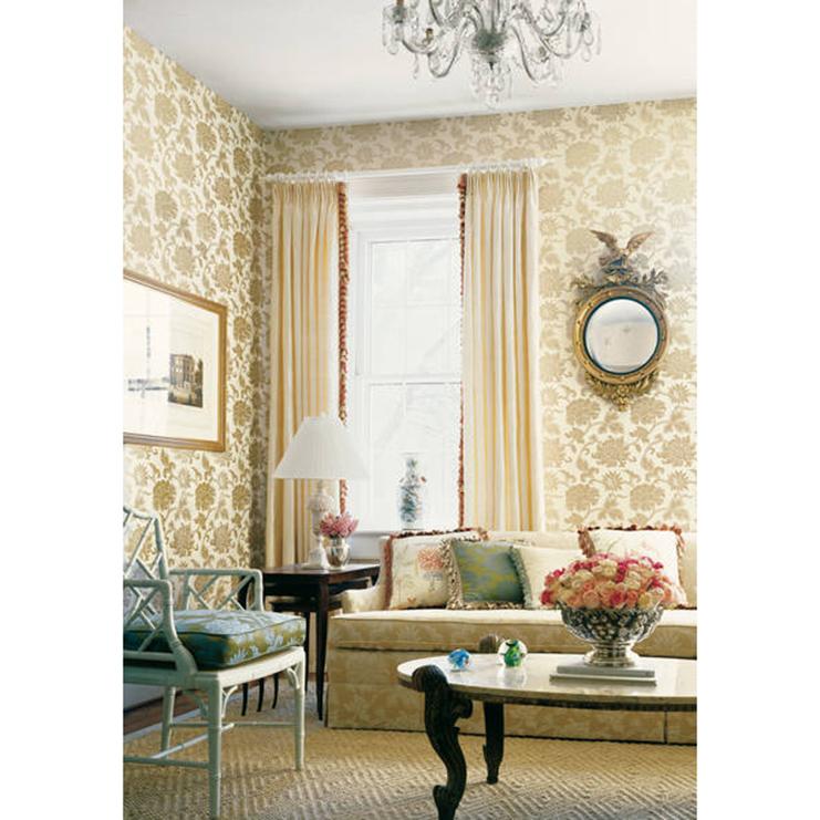 Фото Обои с рисунком - Дамаск - стиль Американский - Белые - Купить в Интернет-магазине