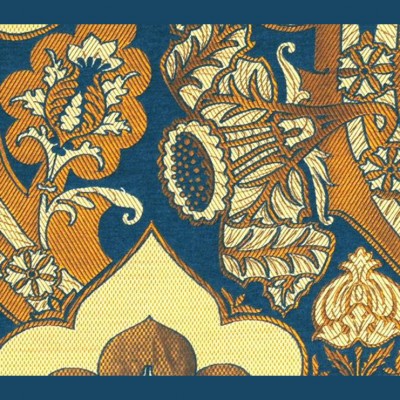 Фото Ткань портьерная с рисунком - Дамаск - стиль Английский - Синий - Купить в Интернет-магазине