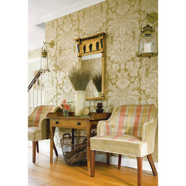 Фото Обои с рисунком - Дамаск - стиль Американский - Зеленые - Купить в Интернет-магазине