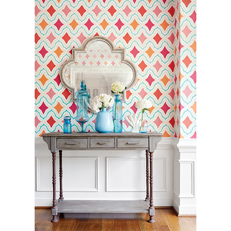 Фото Обои с рисунком - Орнамент - стиль Американский - Оранжевые - Купить в Интернет-магазине