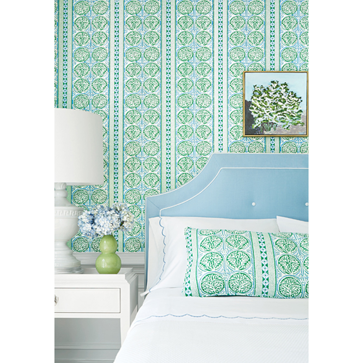 Фото Обои с рисунком - Полоски - стиль Американский - Бирюзовые - Купить в Интернет-магазине