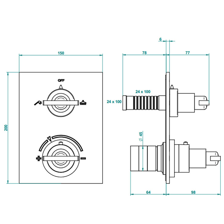 Фото Смеситель для душа и ванны - стиль Современный - Купить в Интернет-магазине