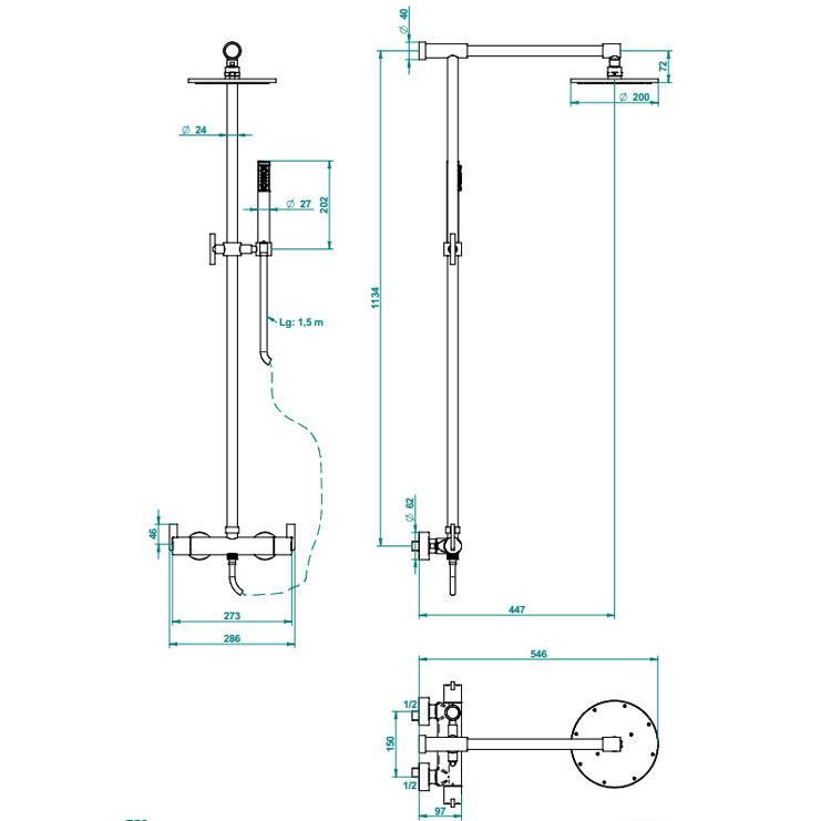 Фото Смеситель для душа и ванны - стиль Современный - Купить в Интернет-магазине