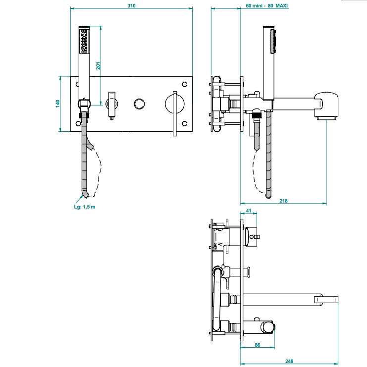 Фото Смеситель для душа и ванны - стиль Современный - Купить в Интернет-магазине