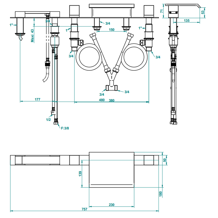 Фото Смеситель для душа и ванны - стиль Современный - Купить в Интернет-магазине