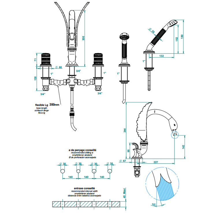 Фото Смеситель для душа и ванны - стиль Европейский - Купить в Интернет-магазине