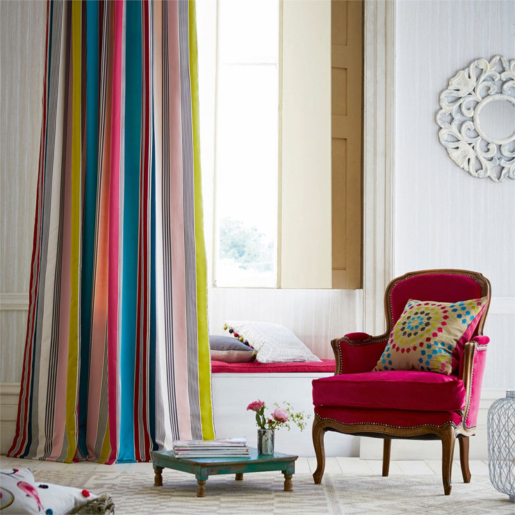 Фото Ткань портьерная с рисунком - Полоски - стиль Английский - Желтые - Купить в Интернет-магазине