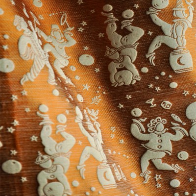 Фото Ткань портьерная с рисунком - Орнамент - стиль Европейский - Оранжевый - Купить в Интернет-магазине