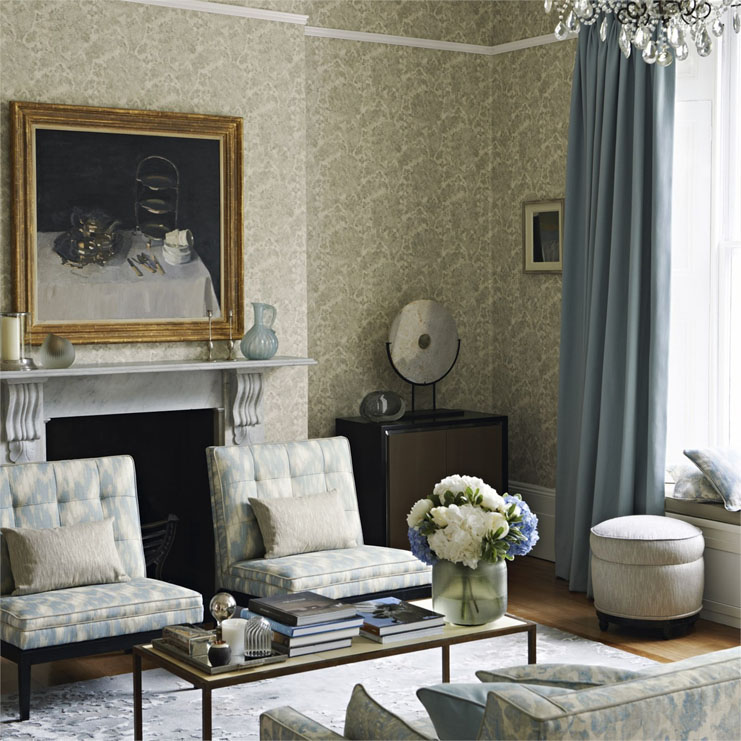 Фото Обои с рисунком - Дамаск - стиль Английская классика - Кремовые - Купить в Интернет-магазине