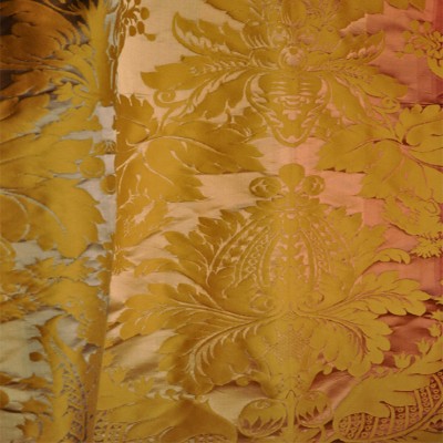 Фото Ткань портьерная с рисунком - Дамаск - стиль Европейский - Оранжевый - Купить в Интернет-магазине