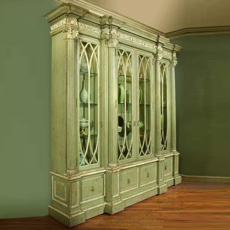 Фото Витрина широкая - стиль American Cottage - Для гостиной - Со стеклянными дверями - Habersham - Grand Cottage - Купить в Интернет-магазине