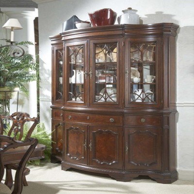 Фото Витрина широкая - стиль Американская классика - Для гостиной - Со стеклянными дверями - English Interiors - American Cherry - В наличии - Купить в Интернет-магазине