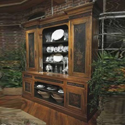 Фото Витрина широкая - стиль Роскошное шале - Для столовой - Со стеклянными дверями - Habersham - Great Estates - Купить в Интернет-магазине