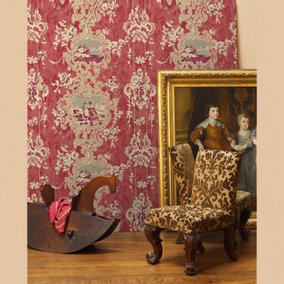 Фото Обои с рисунком - Туаль - стиль Английская классика - Красные - Купить в Интернет-магазине