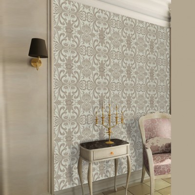 Фото Обои с рисунком - Дамаск - стиль Английская классика - Серые - Купить в Интернет-магазине