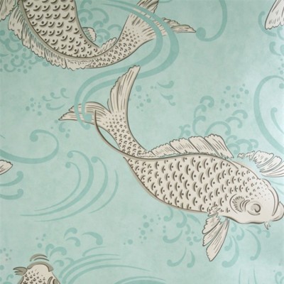 Фото Обои с рисунком - Крупный декор - стиль Английская классика - Бирюзовые - Купить в Интернет-магазине
