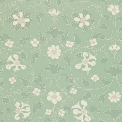 Фото Обои с рисунком - Цветы - стиль Английская классика - Бирюзовые - Купить в Интернет-магазине