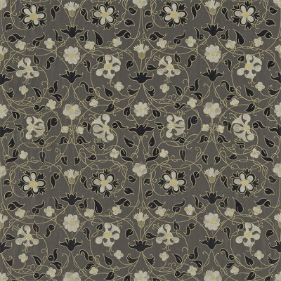 Фото Ткань портьерная с рисунком - Орнамент - стиль Английский - Серый - Купить в Интернет-магазине