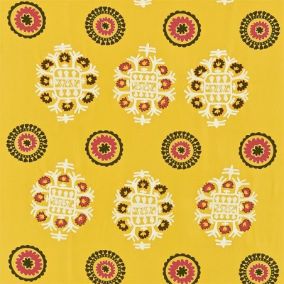 Фото Ткань портьерная с рисунком - Крупный декор - стиль Английский - Желтый - Купить в Интернет-магазине