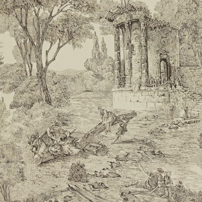 Фото Обои с рисунком - Туаль - стиль Английская классика - Серые - Купить в Интернет-магазине